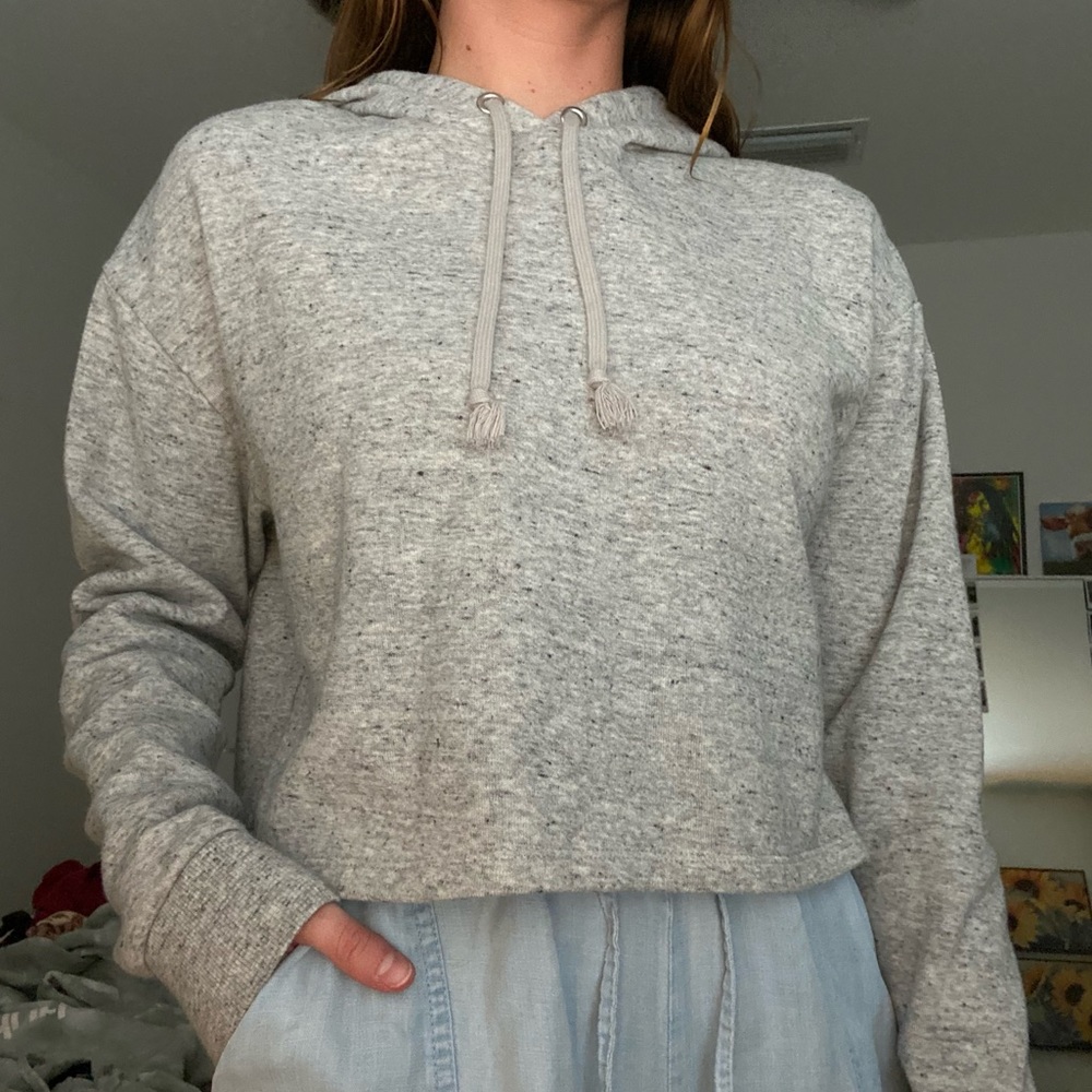 Grey Cropped Hoodie